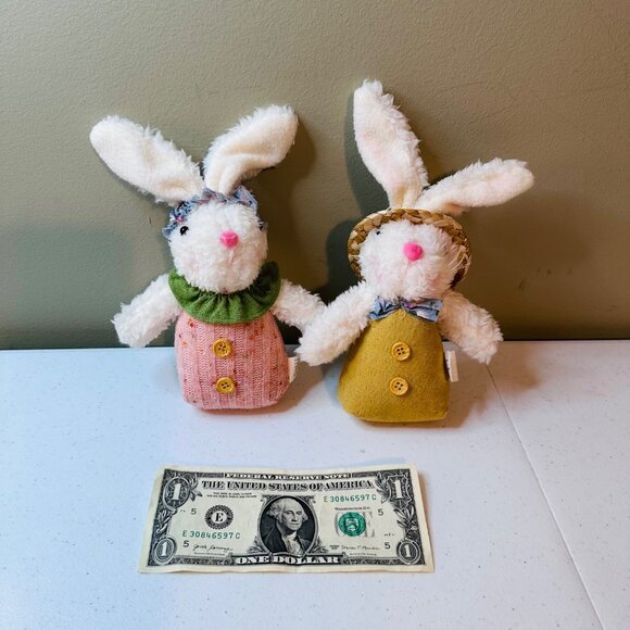 Set of 2 fabric Easter bunnies Easter decoration Spring tiered tray Easter bunny - Picture 3 of 9